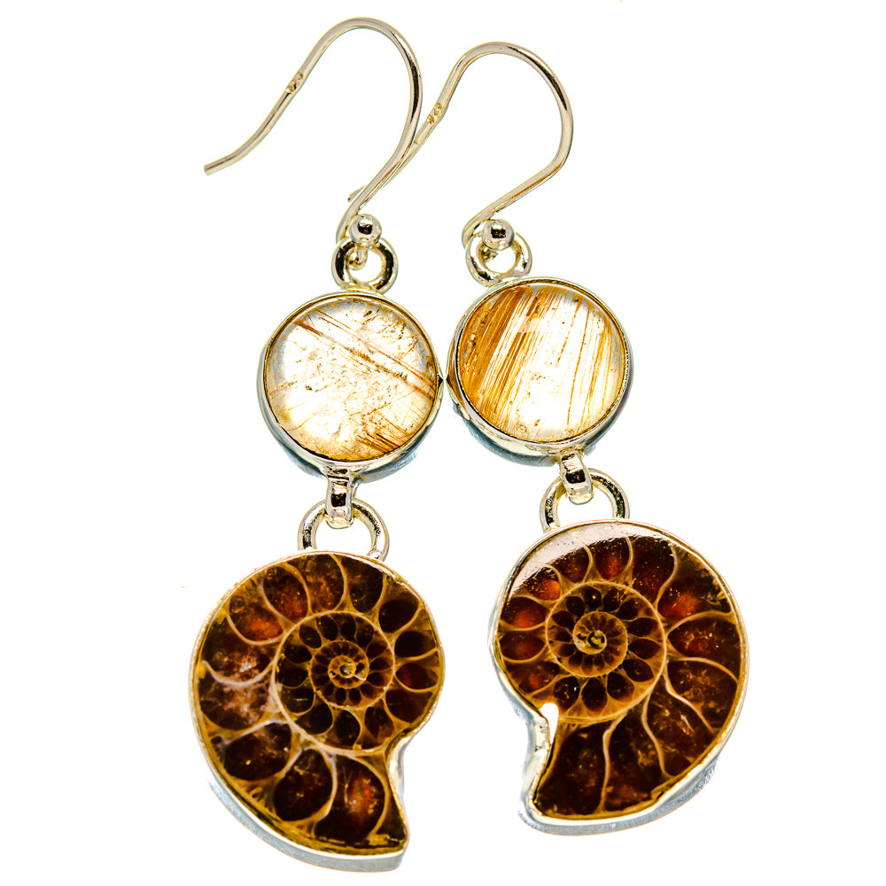 Ammonite Fossil Earrings handcrafted by Ana Silver Co - EARR415883