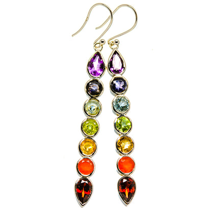 Multi-Stone Chakra Earrings handcrafted by Ana Silver Co - EARR415885