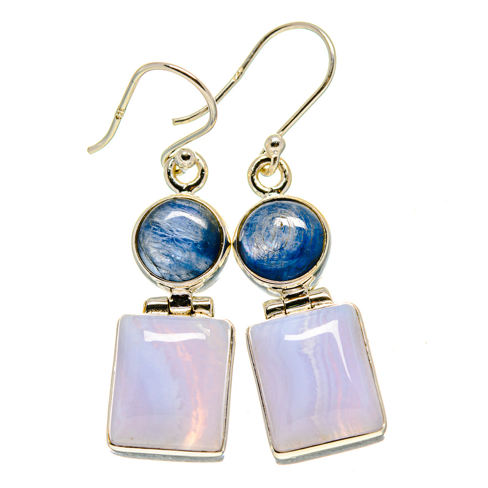 Blue Lace Agate Earrings handcrafted by Ana Silver Co - EARR415913