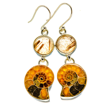 Ammonite Fossil Earrings handcrafted by Ana Silver Co - EARR415920