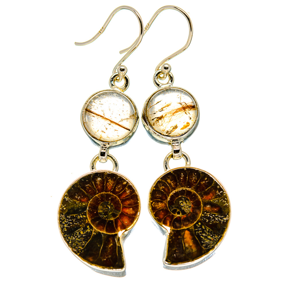 Ammonite Fossil Earrings handcrafted by Ana Silver Co - EARR415928