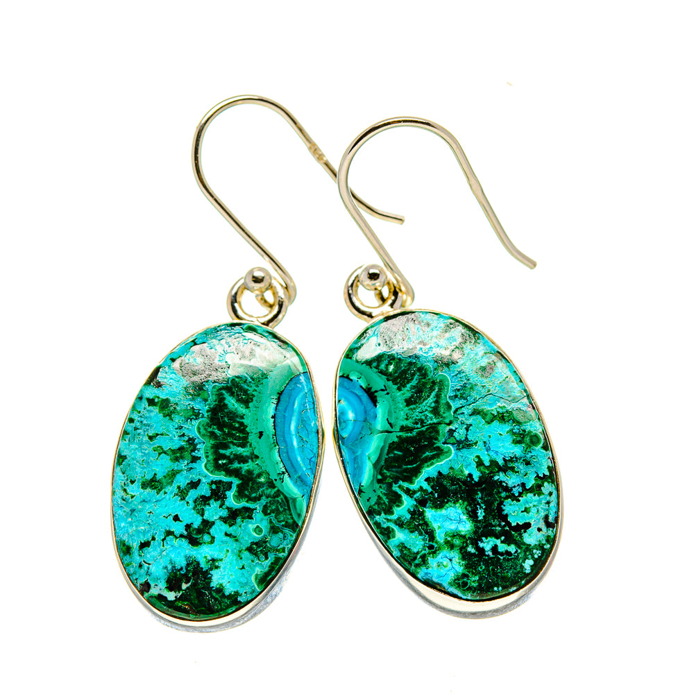 Malachite In Chrysocolla Earrings handcrafted by Ana Silver Co - EARR415931