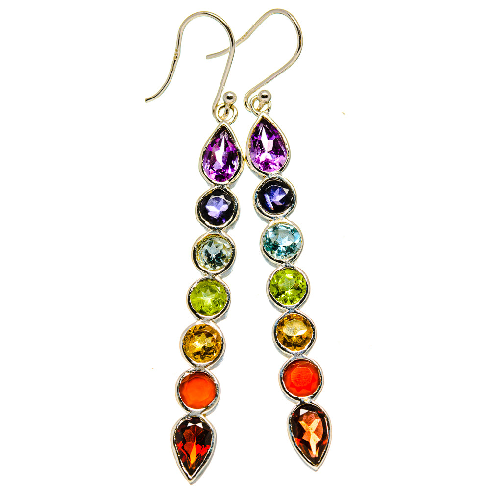 Multi-Stone Chakra Earrings handcrafted by Ana Silver Co - EARR415941
