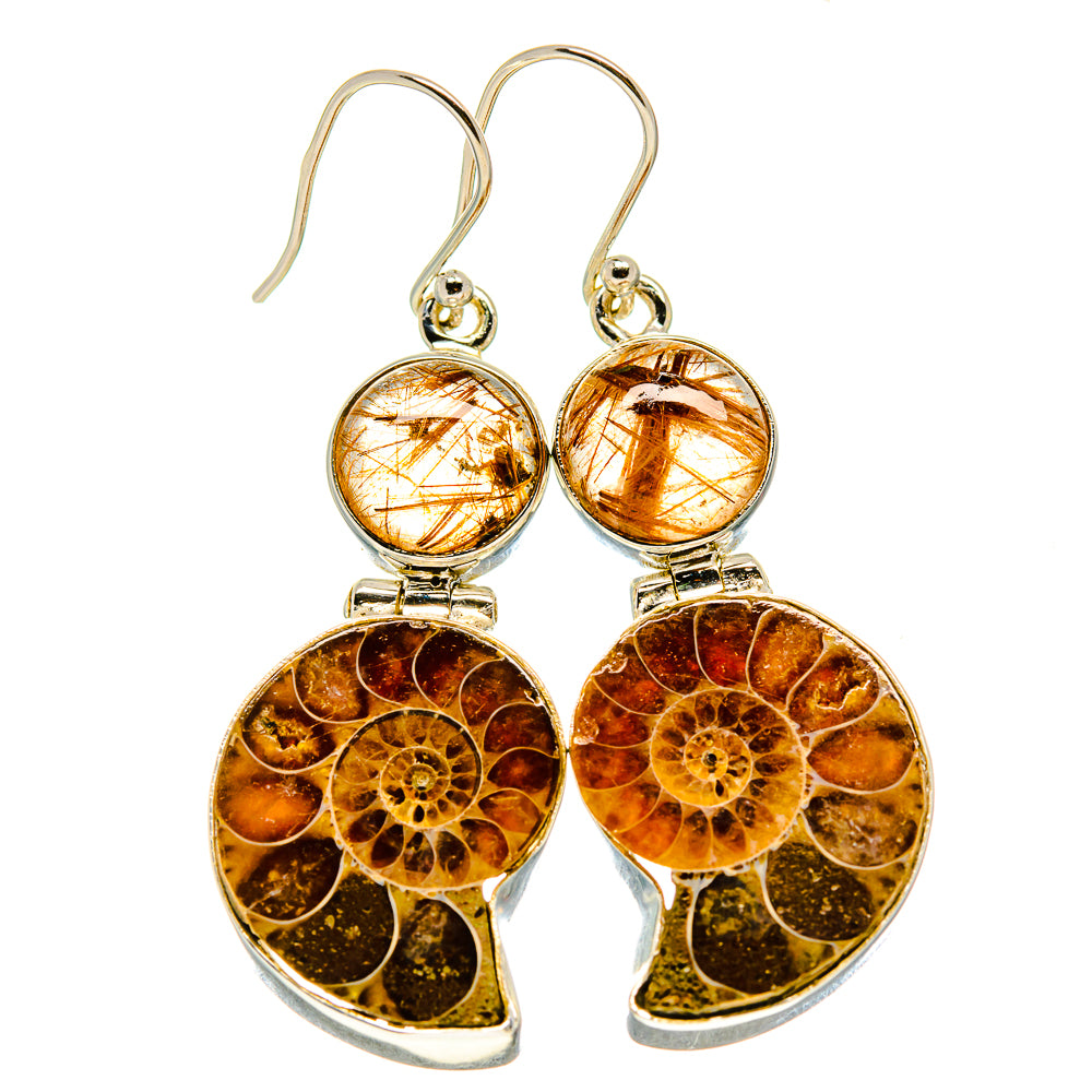 Ammonite Fossil Earrings handcrafted by Ana Silver Co - EARR415945