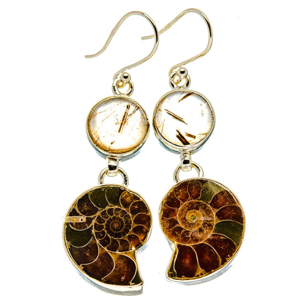 Ammonite Fossil Earrings handcrafted by Ana Silver Co - EARR415949