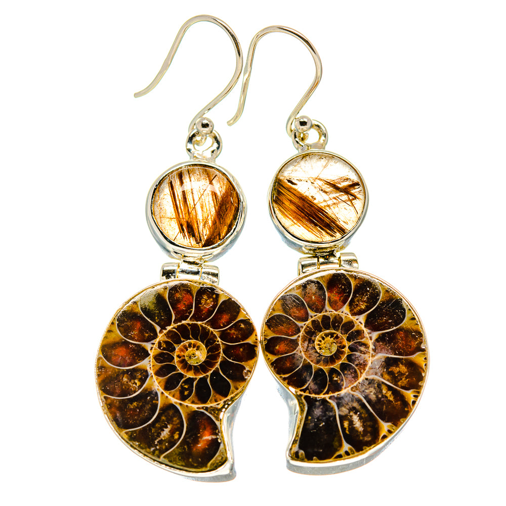 Ammonite Fossil Earrings handcrafted by Ana Silver Co - EARR415951