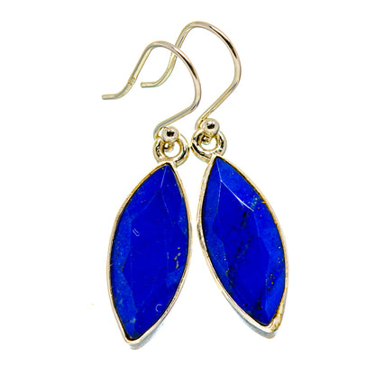 Lapis lazuli drop earrings in gold-tone 925 sterling silver with blue teardrop stones