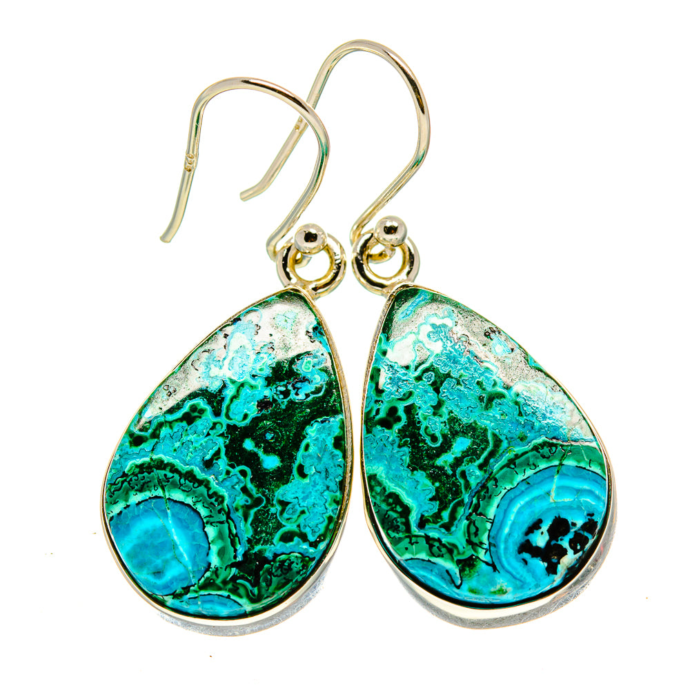 Malachite In Chrysocolla Earrings handcrafted by Ana Silver Co - EARR415983