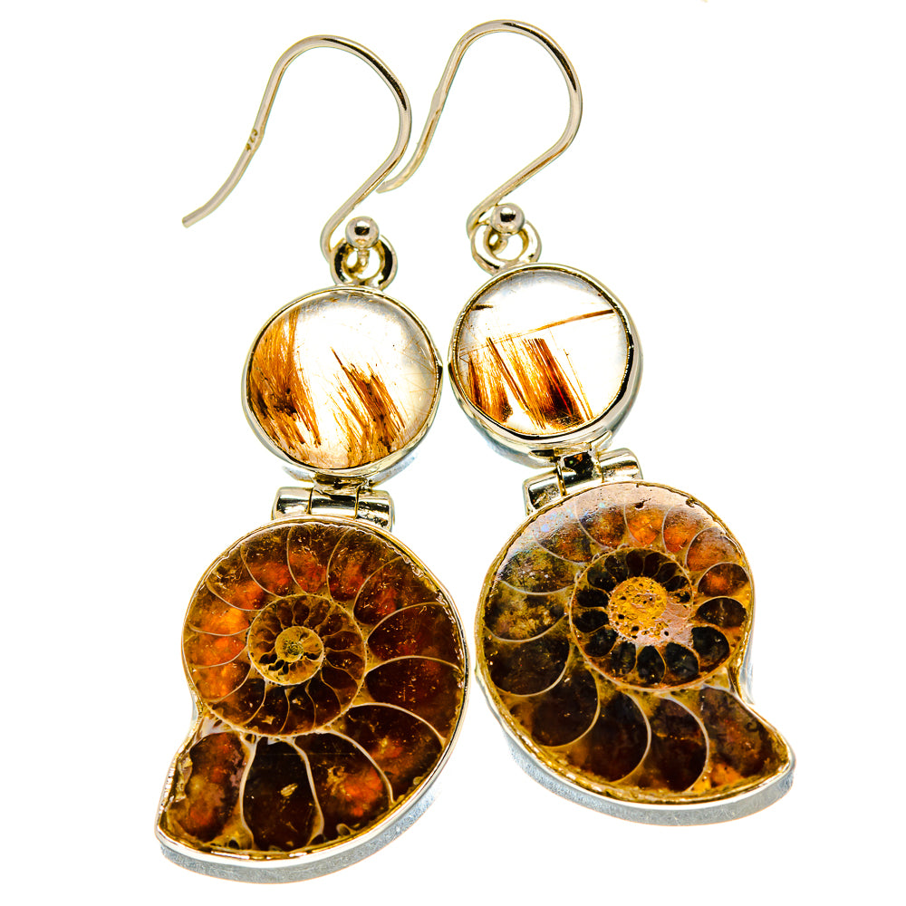 Ammonite Fossil Earrings handcrafted by Ana Silver Co - EARR416014