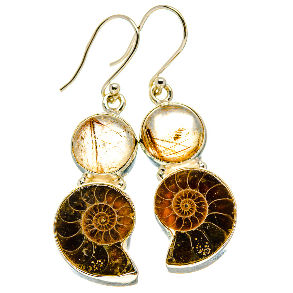 Ammonite Fossil Earrings handcrafted by Ana Silver Co - EARR416017
