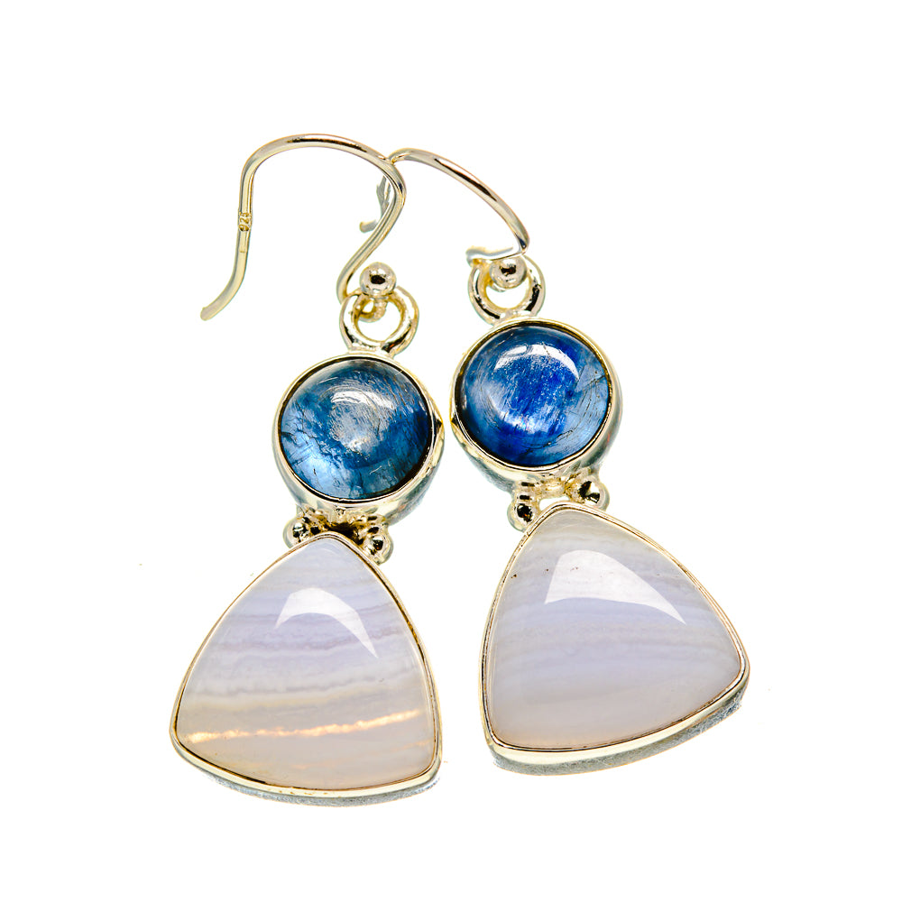Blue Lace Agate Earrings handcrafted by Ana Silver Co - EARR416018