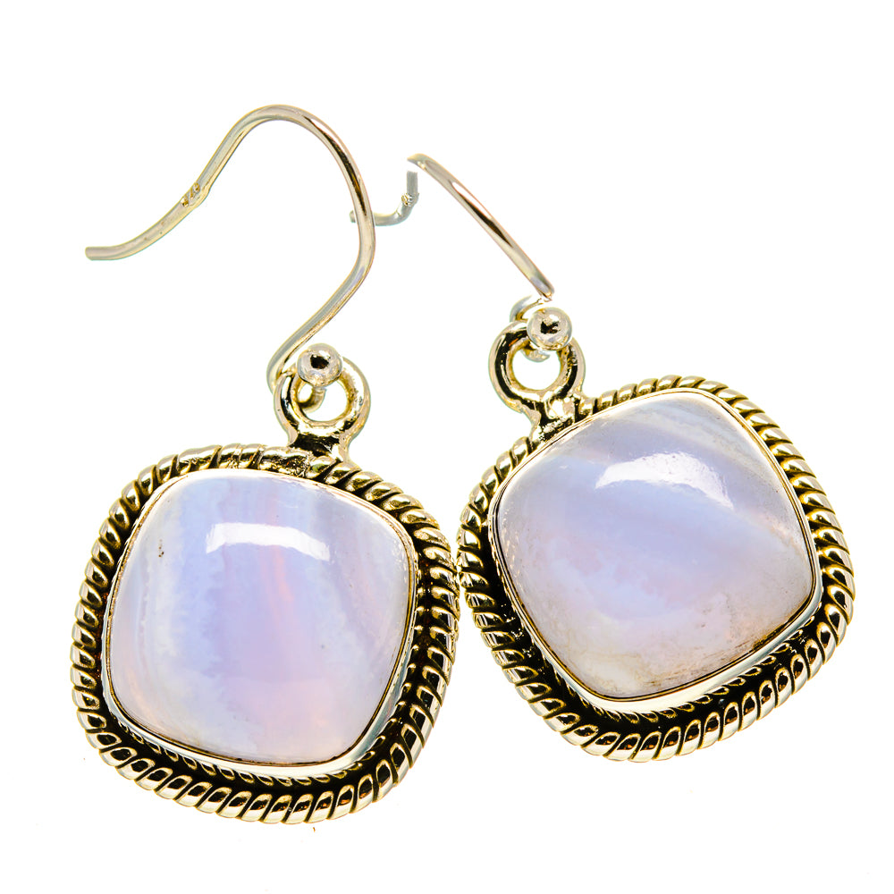 Blue Lace Agate Earrings handcrafted by Ana Silver Co - EARR416021