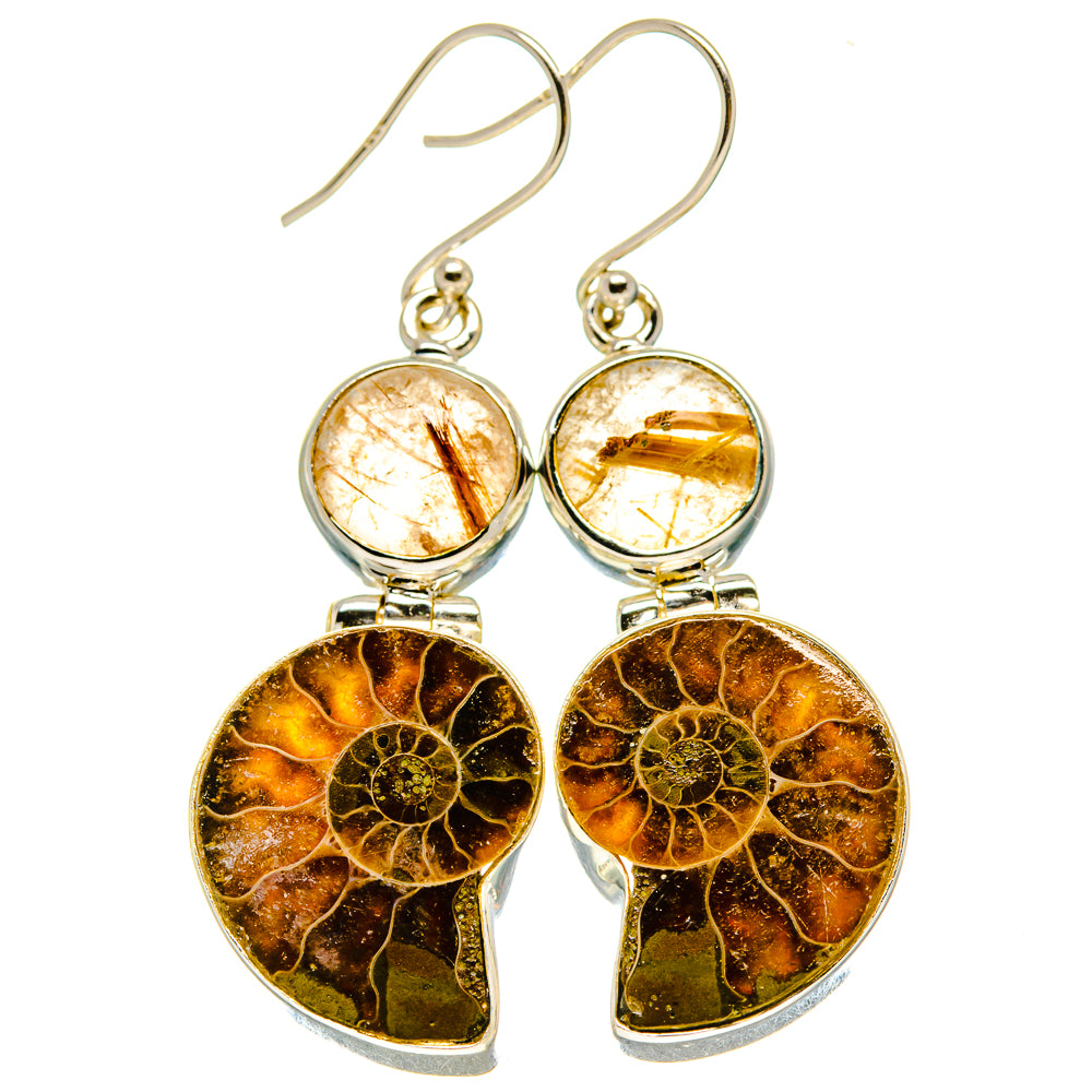 Ammonite Fossil Earrings handcrafted by Ana Silver Co - EARR416024