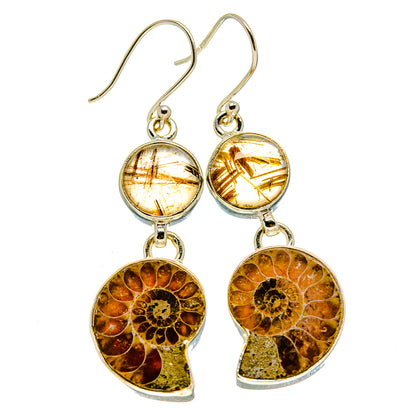 Ammonite Fossil Earrings handcrafted by Ana Silver Co - EARR416031