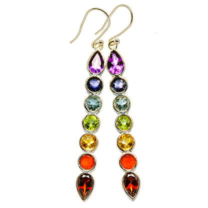 Multi-Stone Chakra Earrings handcrafted by Ana Silver Co - EARR416051