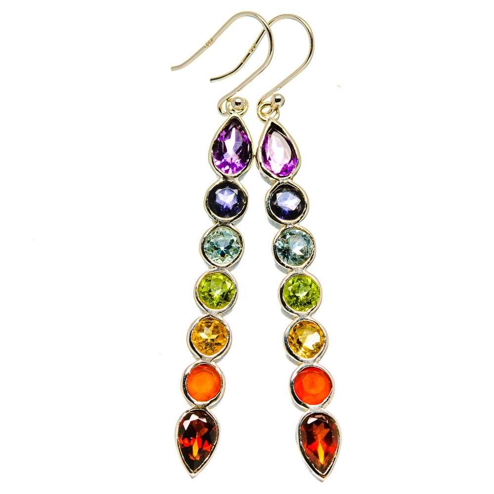 Multi-Stone Chakra Earrings handcrafted by Ana Silver Co - EARR416052