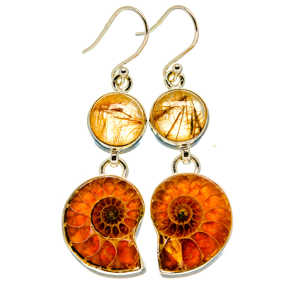 Ammonite Fossil Earrings handcrafted by Ana Silver Co - EARR416068