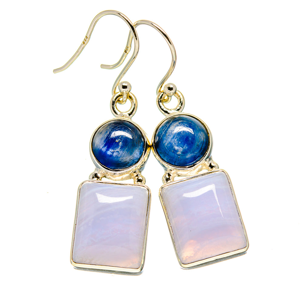 Blue Lace Agate Earrings handcrafted by Ana Silver Co - EARR416075
