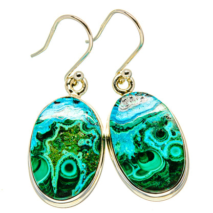 Malachite In Chrysocolla Earrings handcrafted by Ana Silver Co - EARR416083