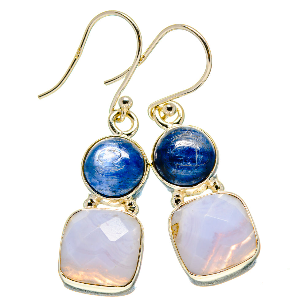 Blue Lace Agate Earrings handcrafted by Ana Silver Co - EARR416085