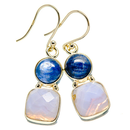 Blue Lace Agate Earrings handcrafted by Ana Silver Co - EARR416085