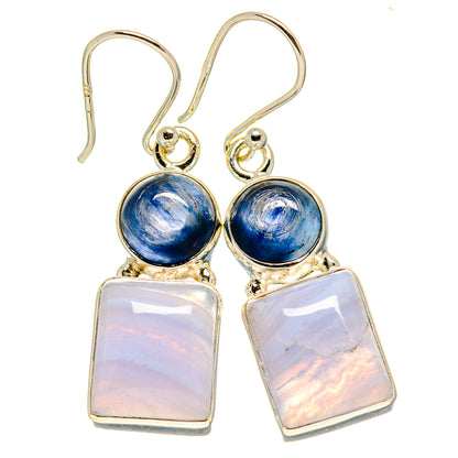 Blue Lace Agate Earrings handcrafted by Ana Silver Co - EARR416087
