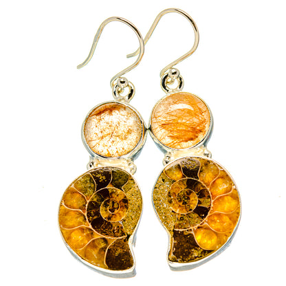 Ammonite Fossil Earrings handcrafted by Ana Silver Co - EARR416092