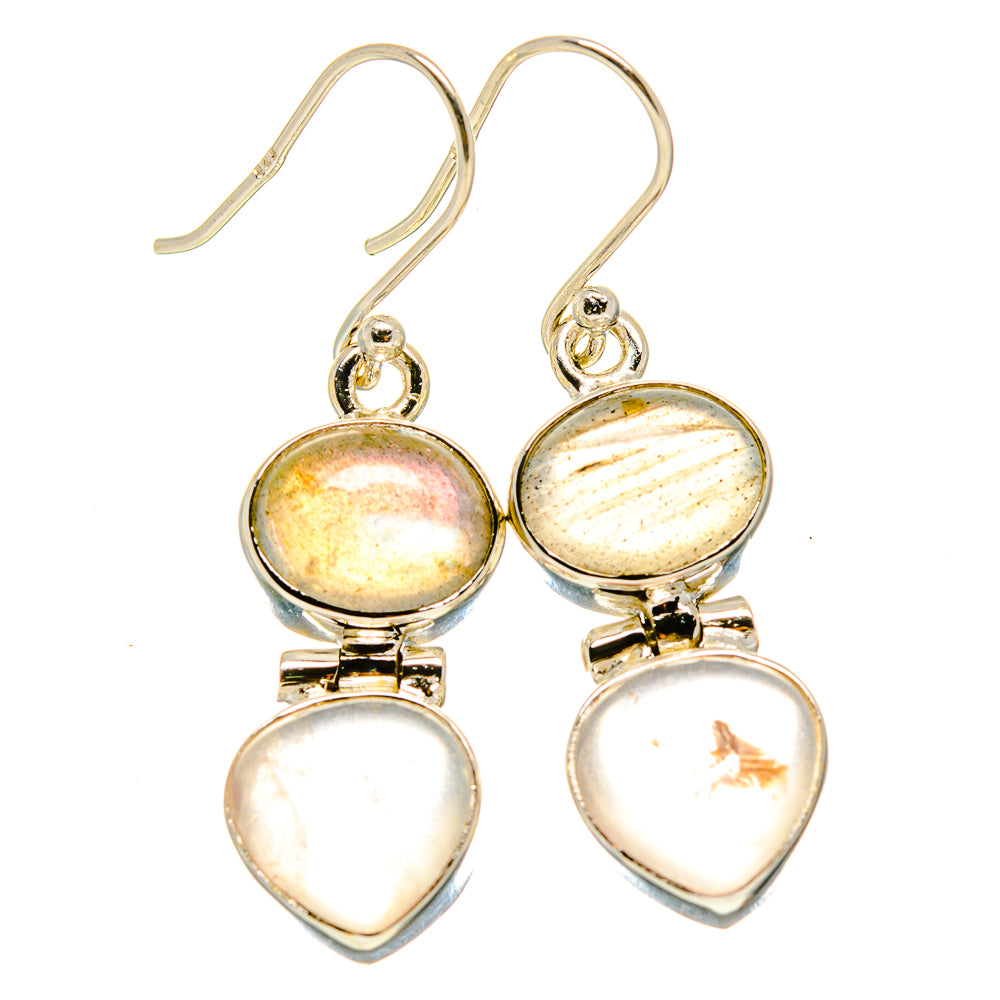 Rainbow Moonstone Earrings handcrafted by Ana Silver Co - EARR416093