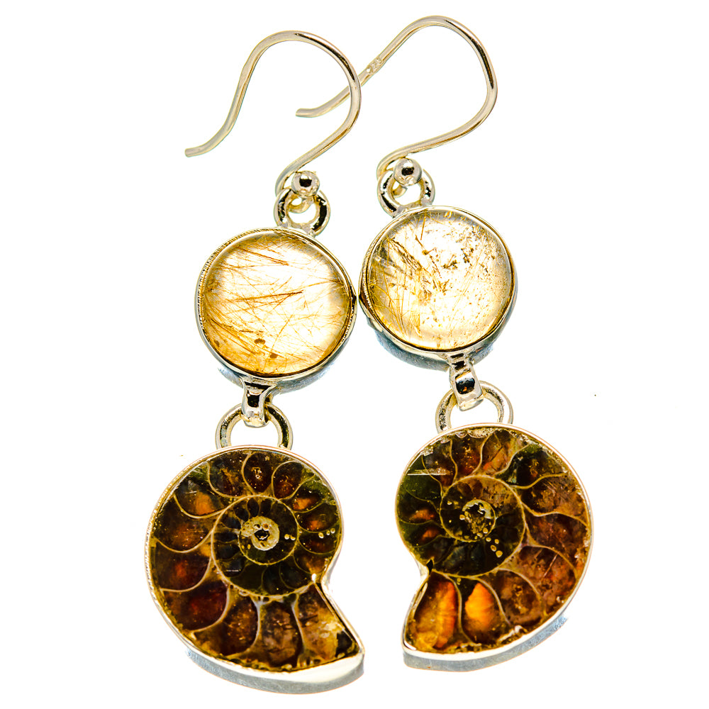 Ammonite Fossil Earrings handcrafted by Ana Silver Co - EARR416094