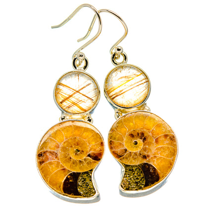 Ammonite Fossil Earrings handcrafted by Ana Silver Co - EARR416128