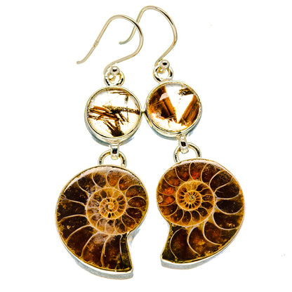 Ammonite Fossil Earrings handcrafted by Ana Silver Co - EARR416172