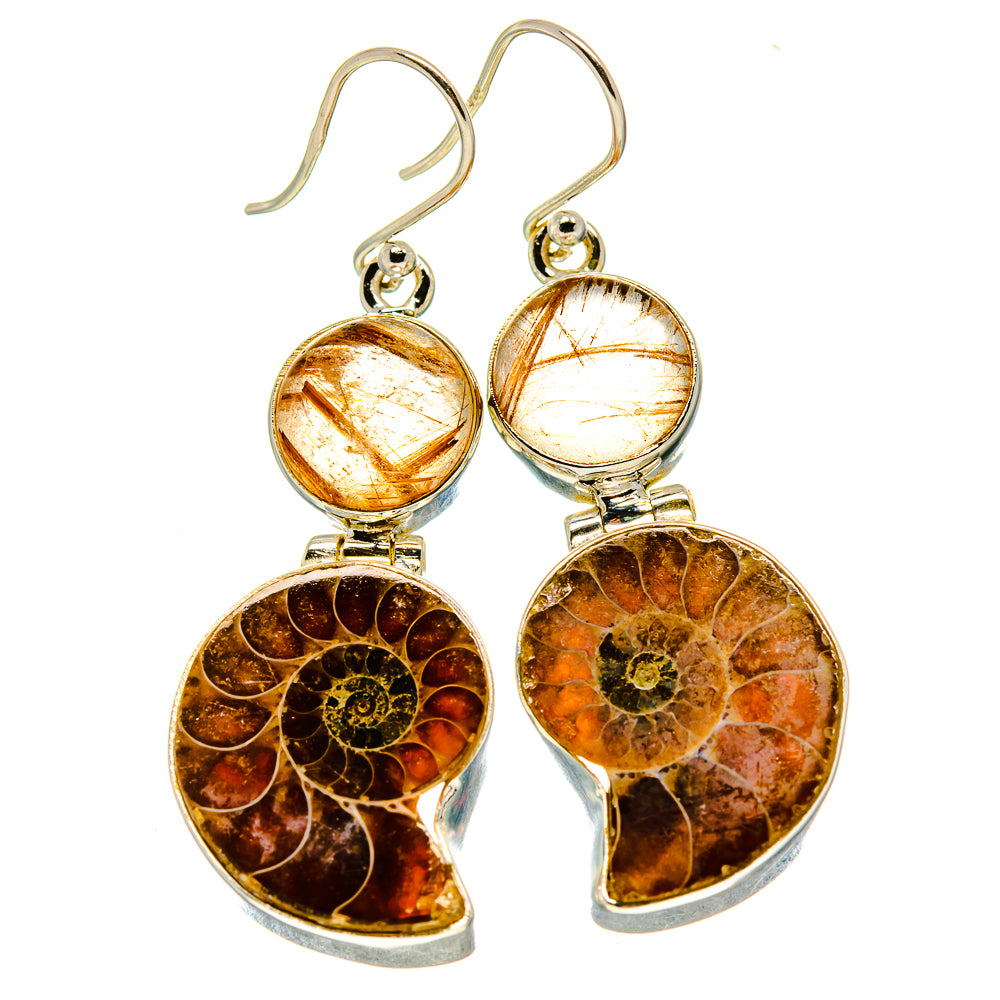 Ammonite Fossil Earrings handcrafted by Ana Silver Co - EARR416174
