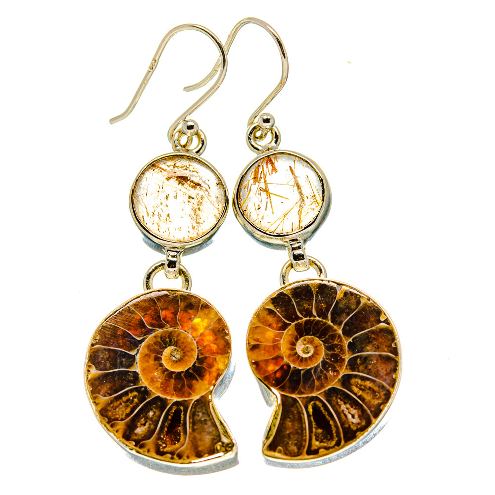 Ammonite Fossil Earrings handcrafted by Ana Silver Co - EARR416190