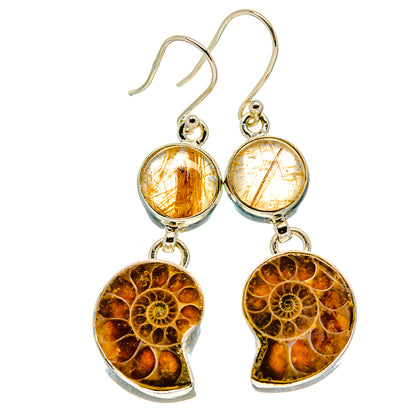 Ammonite Fossil Earrings handcrafted by Ana Silver Co - EARR416202