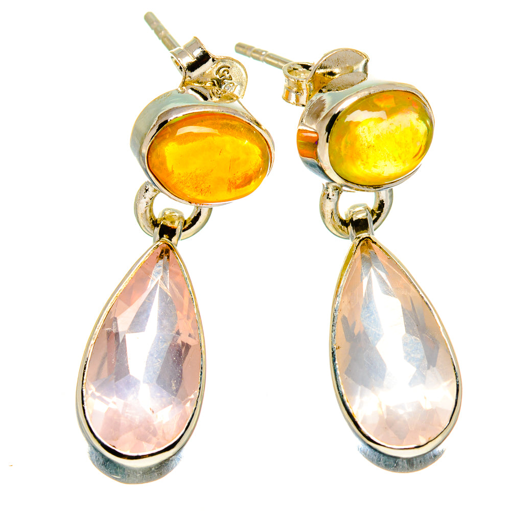 Rose Quartz Earrings handcrafted by Ana Silver Co - EARR416217