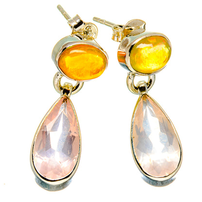 Rose Quartz Earrings handcrafted by Ana Silver Co - EARR416217
