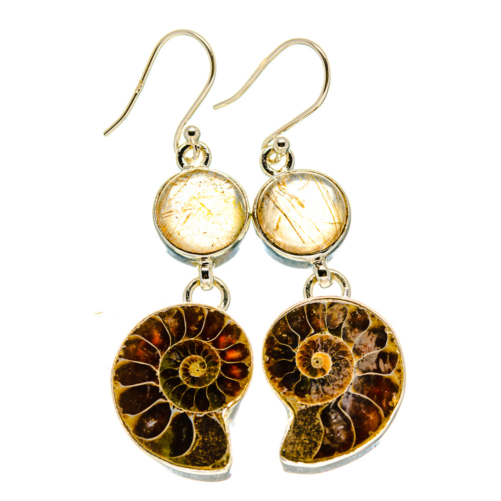 Ammonite Fossil Earrings handcrafted by Ana Silver Co - EARR416241