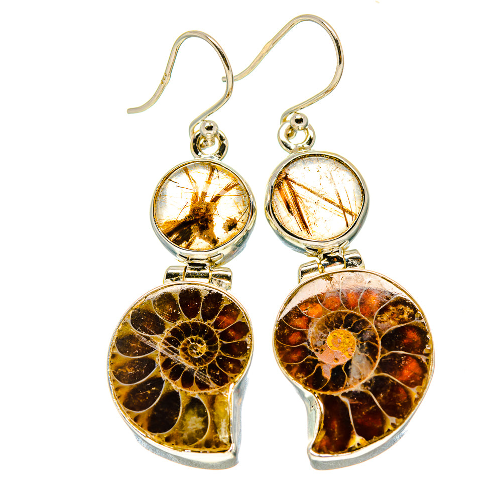 Ammonite Fossil Earrings handcrafted by Ana Silver Co - EARR416245