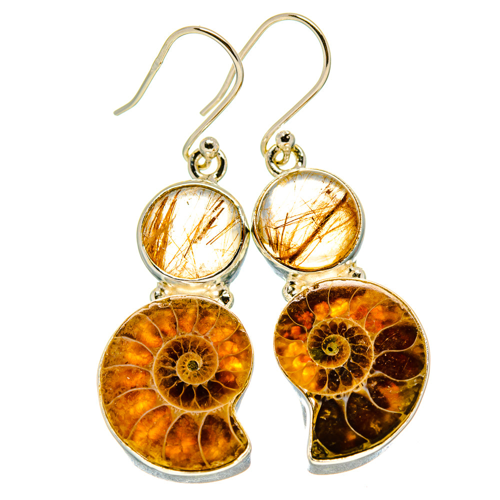 Ammonite Fossil Earrings handcrafted by Ana Silver Co - EARR416251