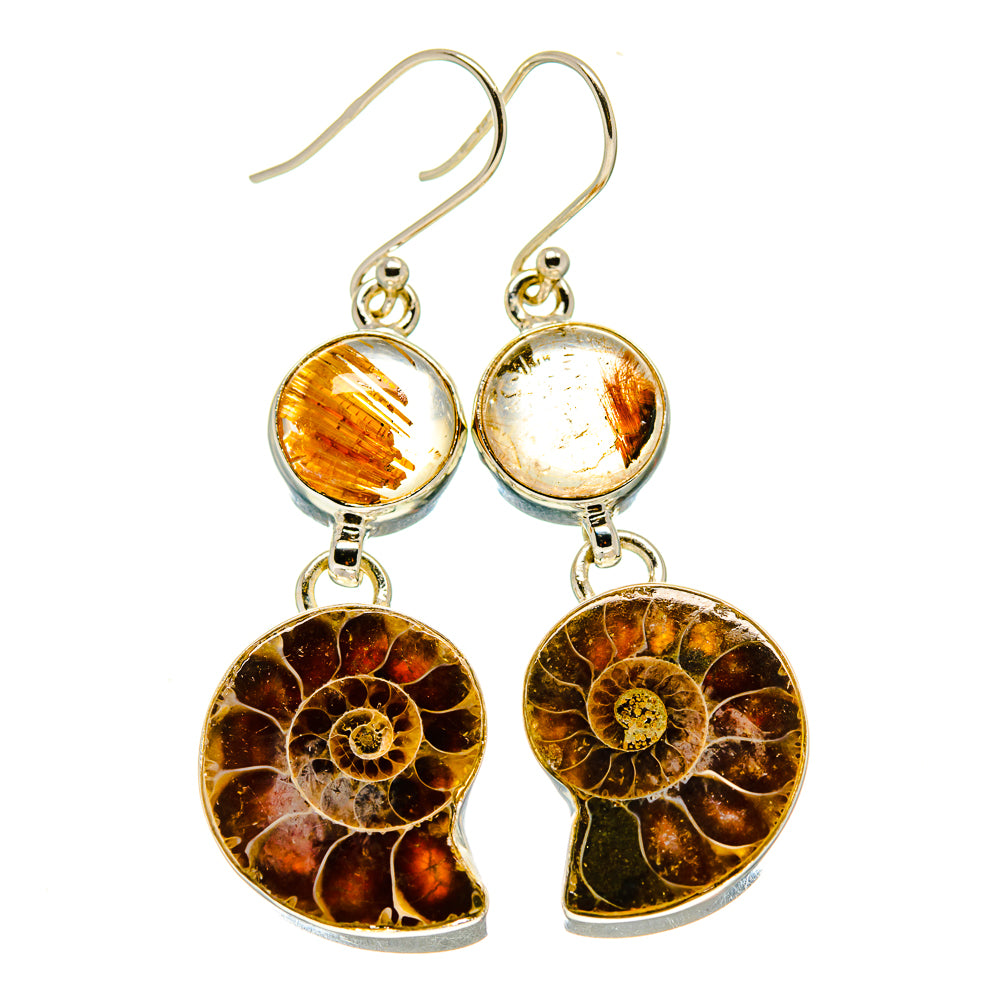 Ammonite Fossil Earrings handcrafted by Ana Silver Co - EARR416255