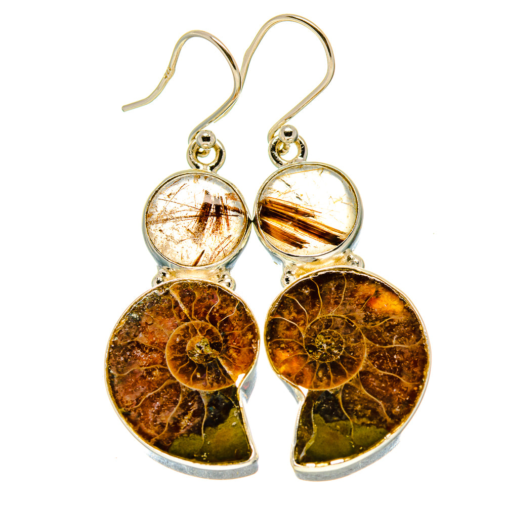 Ammonite Fossil Earrings handcrafted by Ana Silver Co - EARR416259