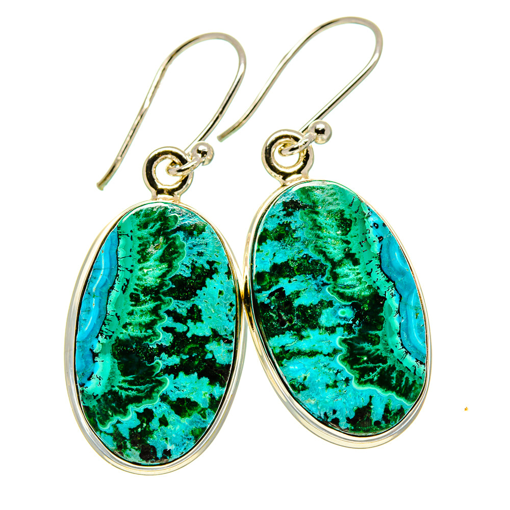 Malachite In Chrysocolla Earrings handcrafted by Ana Silver Co - EARR416267