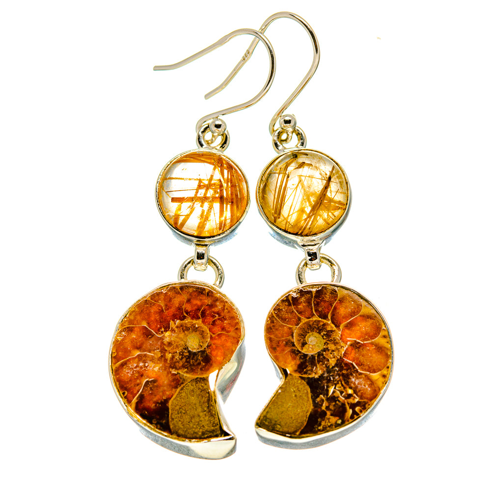 Ammonite Fossil Earrings handcrafted by Ana Silver Co - EARR416270