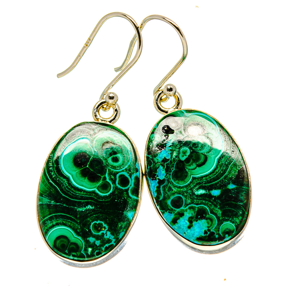 Malachite In Chrysocolla Earrings handcrafted by Ana Silver Co - EARR416272