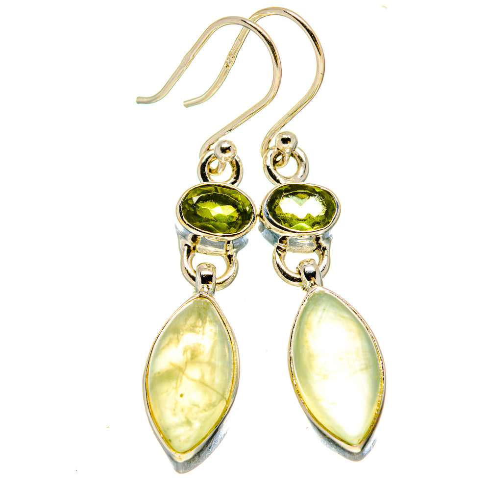 Prehnite, Peridot Earrings handcrafted by Ana Silver Co - EARR416310