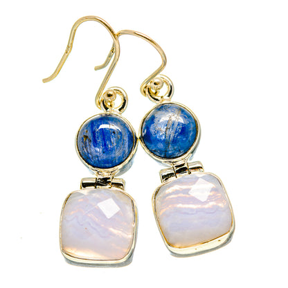 Blue Lace Agate, Kyanite Earrings handcrafted by Ana Silver Co - EARR416320