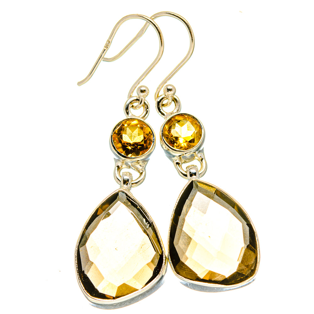 Smoky Quartz, Citrine Earrings handcrafted by Ana Silver Co - EARR416325