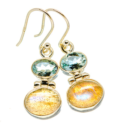 Labradorite, Blue Topaz Earrings handcrafted by Ana Silver Co - EARR416326