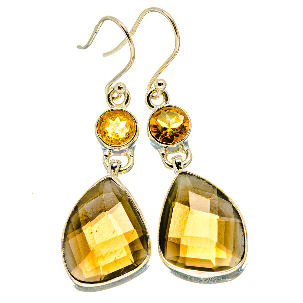 Smoky Quartz, Citrine Earrings handcrafted by Ana Silver Co - EARR416330