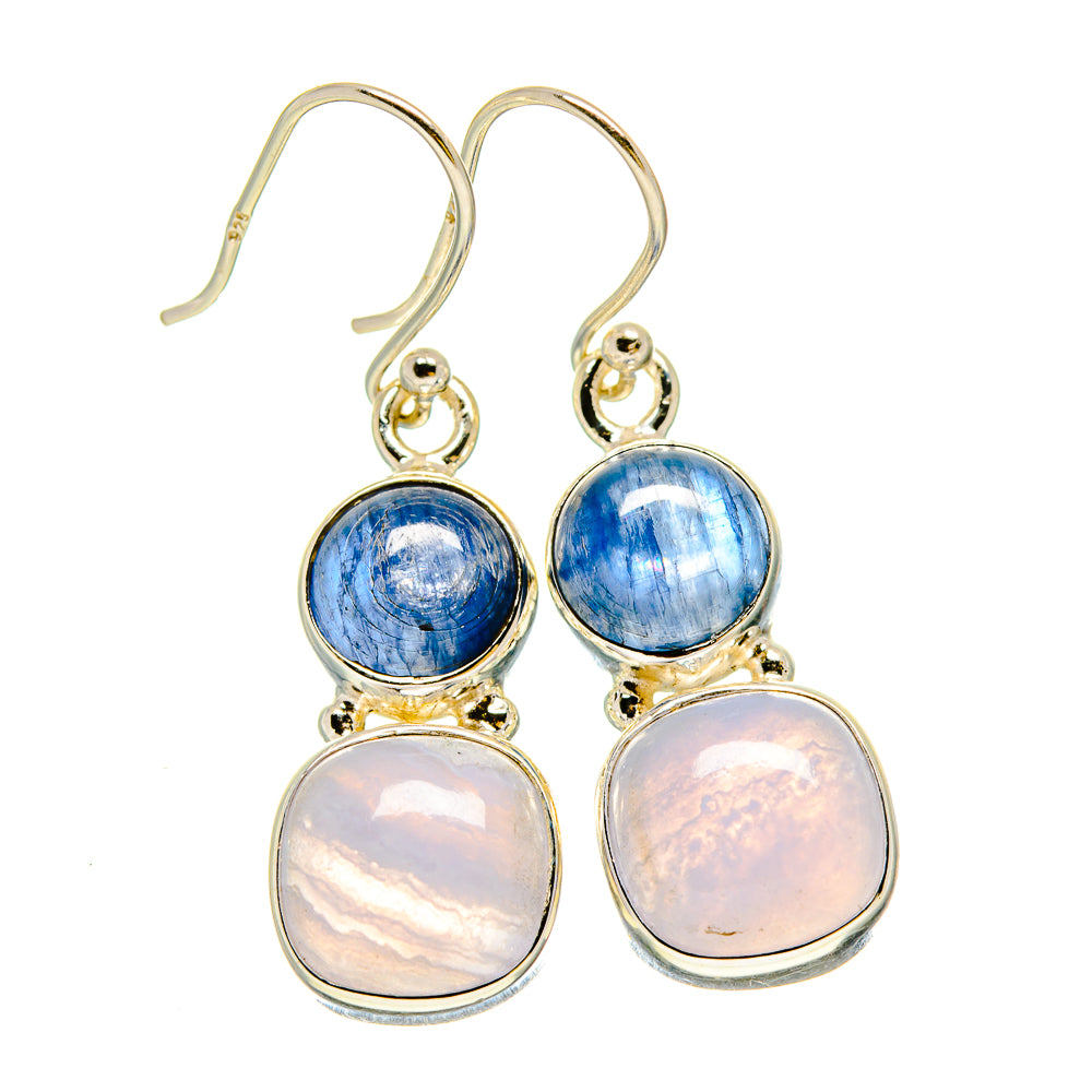 Blue Lace Agate, Kyanite Earrings handcrafted by Ana Silver Co - EARR416332